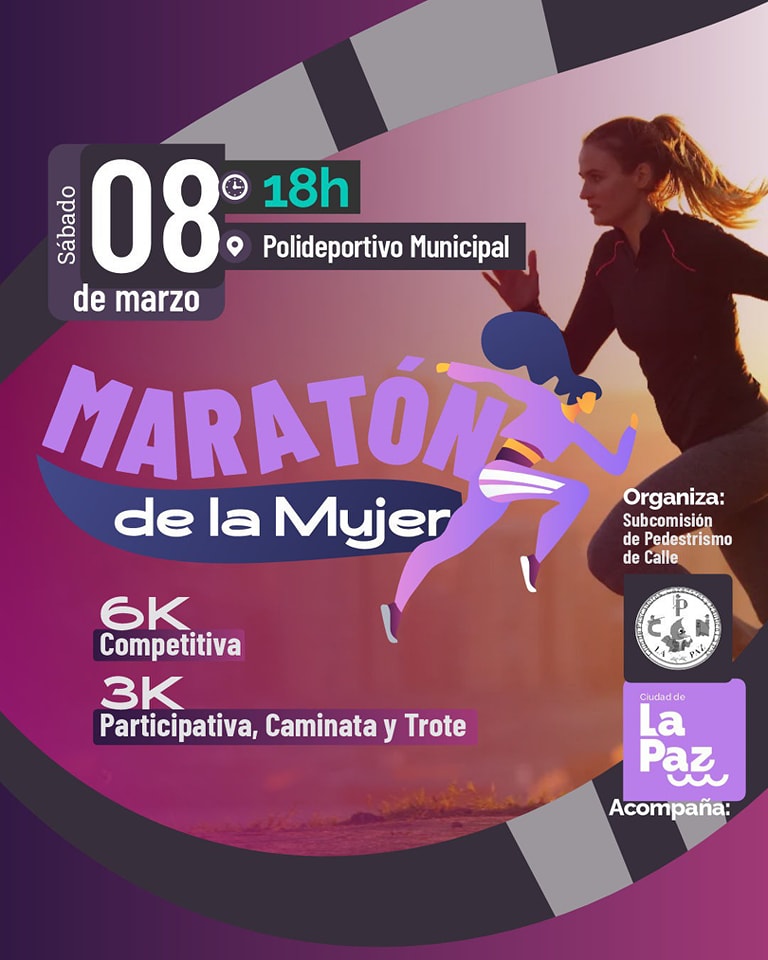 El Municipio de La Paz invita a participar en Maratón  conmemoración al Día de la Mujer